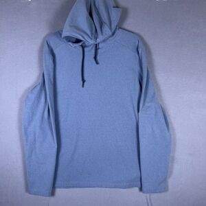 01 ALGO Mens L‎ Blue Performance Hoodie Quick Dry Moisture Wicking Anti Odor